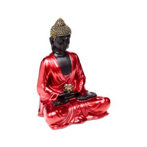 Decorative Thai Buddha Figurine - Red, Black & Gold Contemplation