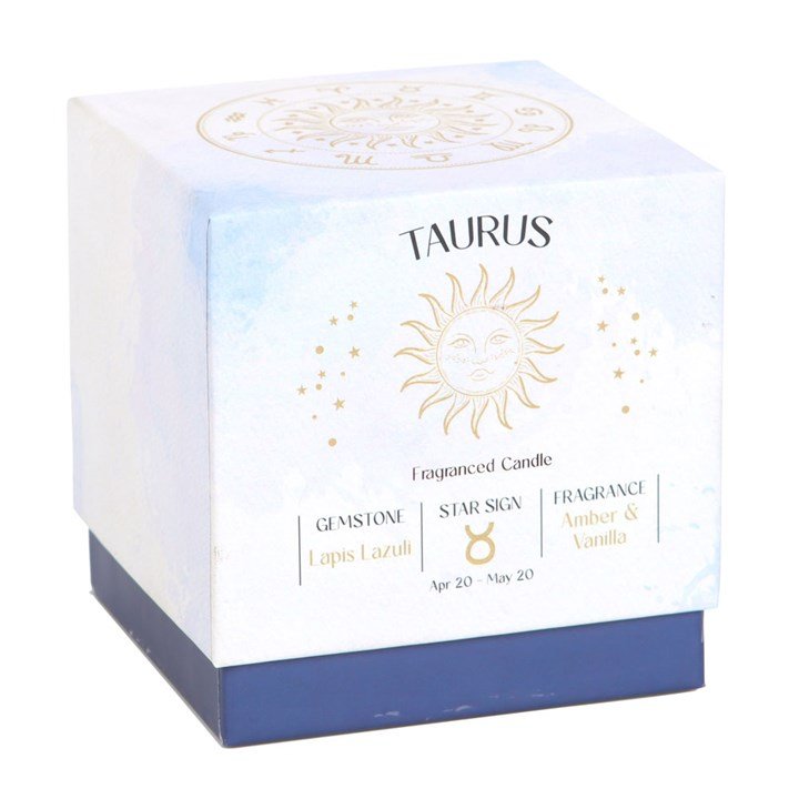 Taurus Amber & Vanilla Gemstone Zodiac Candle - Image 3