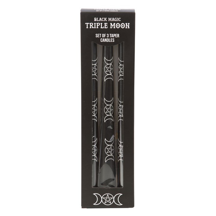 Set of 3 Black Magic Triple Moon Taper Candles - Image 2