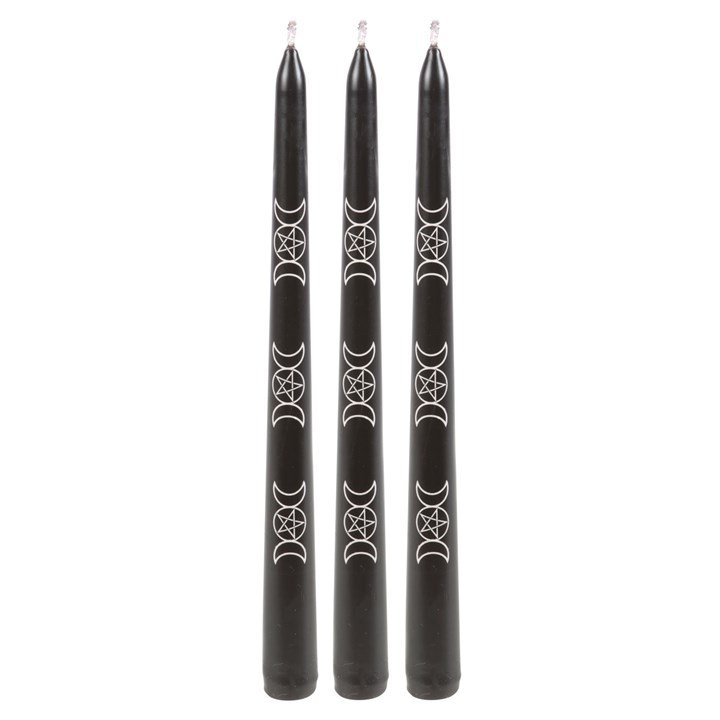 Set of 3 Black Magic Triple Moon Taper Candles - Image 3