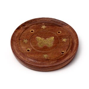 Decorative Sheesham Wood Round Butterflies Ashcatcher