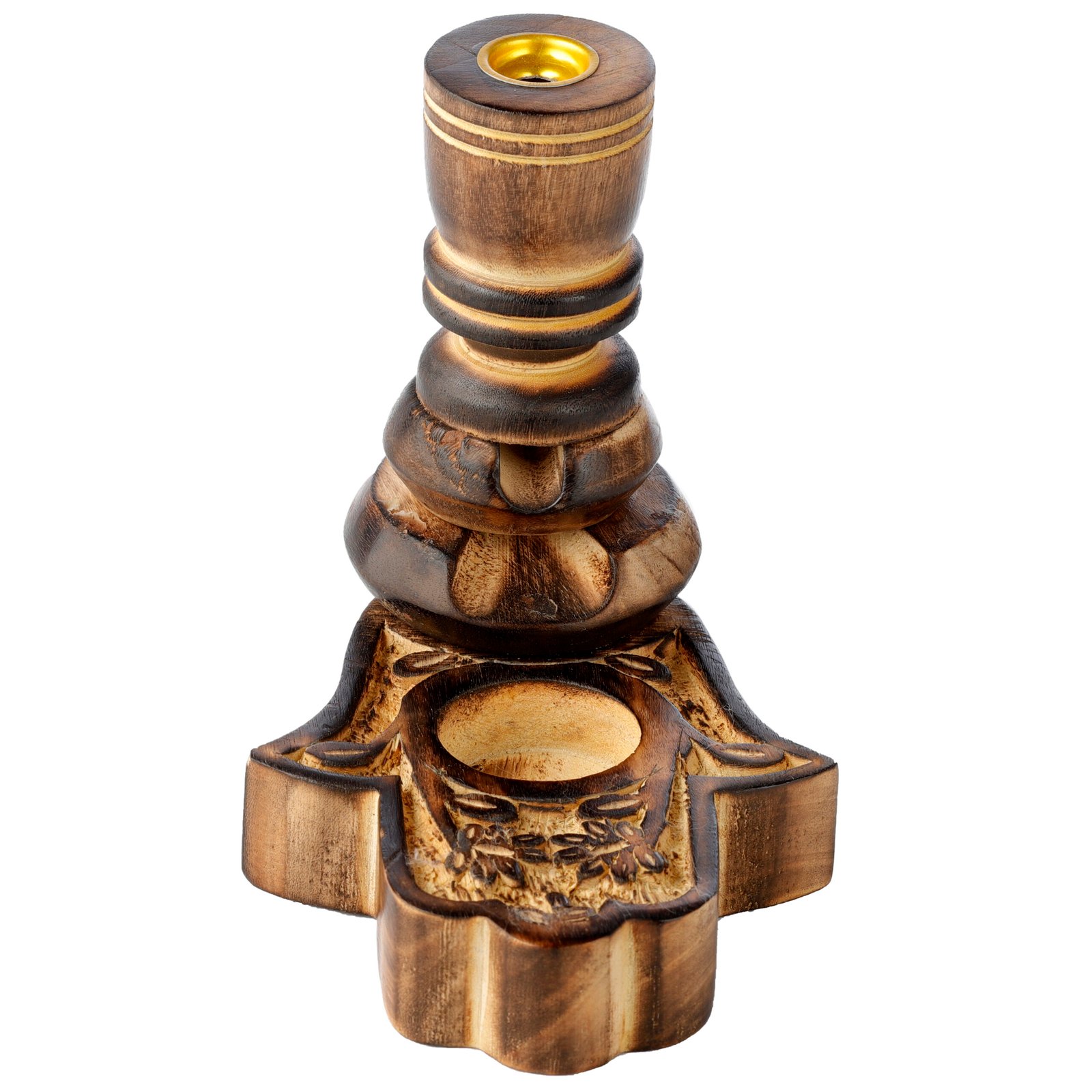 Carved Mango Wood Backflow Incense Burner - Hamsa 1 Carved Mango Wood Backflow Incense Burner - Hamsa