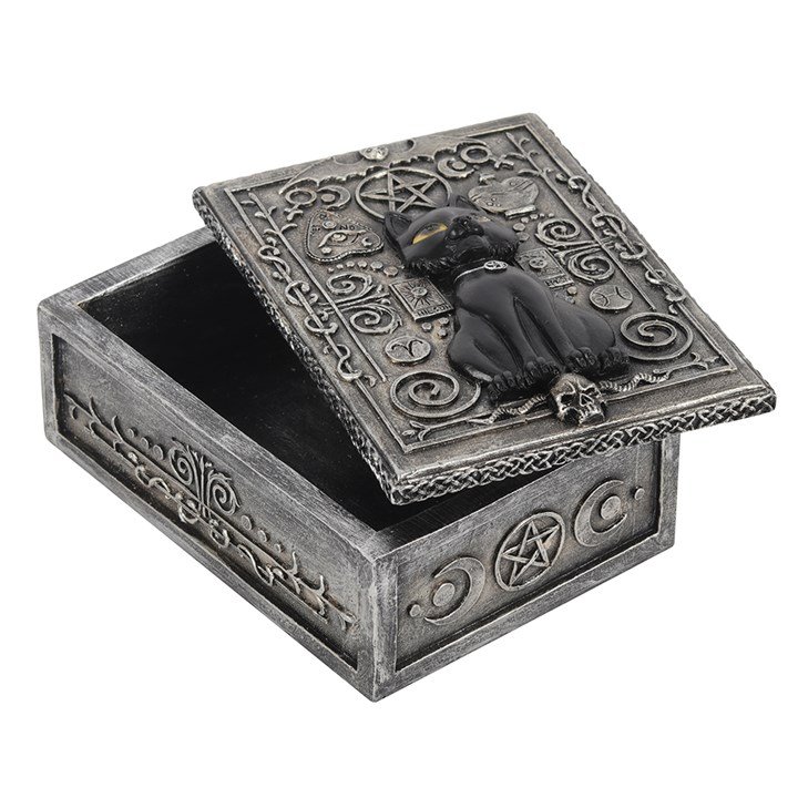 Gothic Black Cat Resin Storage Box - Image 2