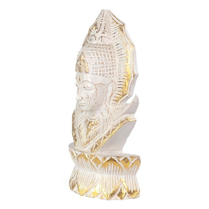 Whitewash Albasia Wood Thai Buddha 2 Whitewash Albasia Wood Thai Buddha - Image 2