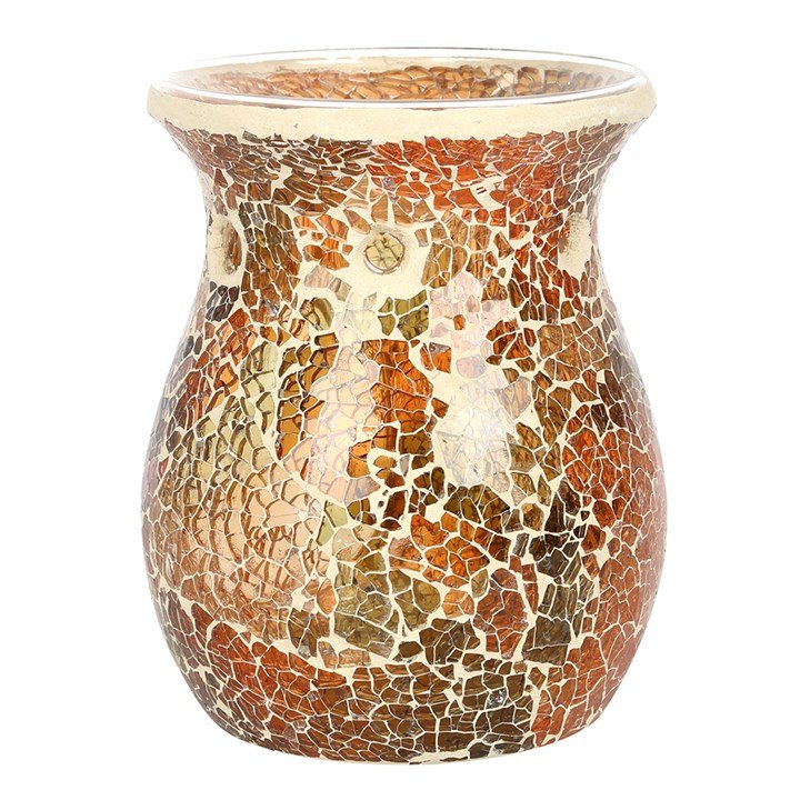 Large Brown Crackle Oil Burner and Wax Warmer 2 Large Brown Crackle Oil Burner and Wax Warmer - Image 2