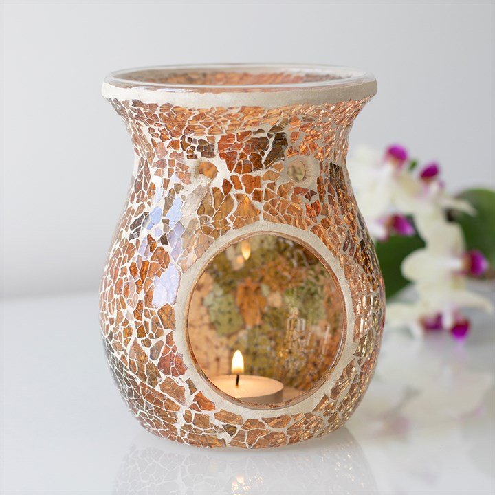 Large Brown Crackle Oil Burner and Wax Warmer 4 Large Brown Crackle Oil Burner and Wax Warmer - Image 4