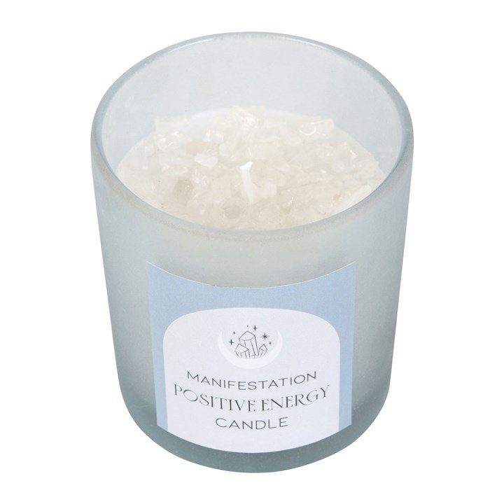 Positive Energy White Sage Crystal Chip Candle 1 Positive Energy White Sage Crystal Chip Candle