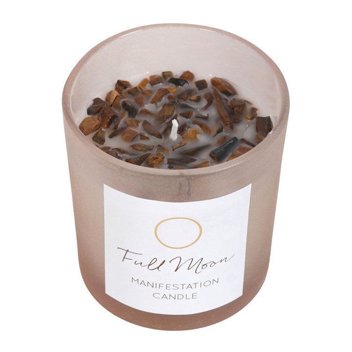 Full Moon Eucalyptus Manifestation Candle with Tiger's Eye 1 Full Moon Eucalyptus Manifestation Candle with Tiger's Eye