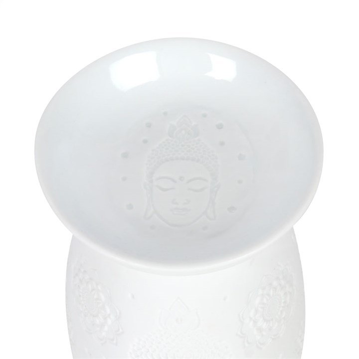 White Ceramic Buddha Face Oil Burner and Wax Warmer 4 White Ceramic Buddha Face Oil Burner and Wax Warmer - Image 4