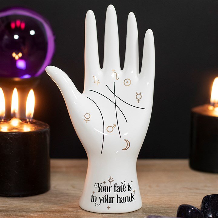 White Ceramic Palmistry Hand Ornament 4 White Ceramic Palmistry Hand Ornament - Image 4