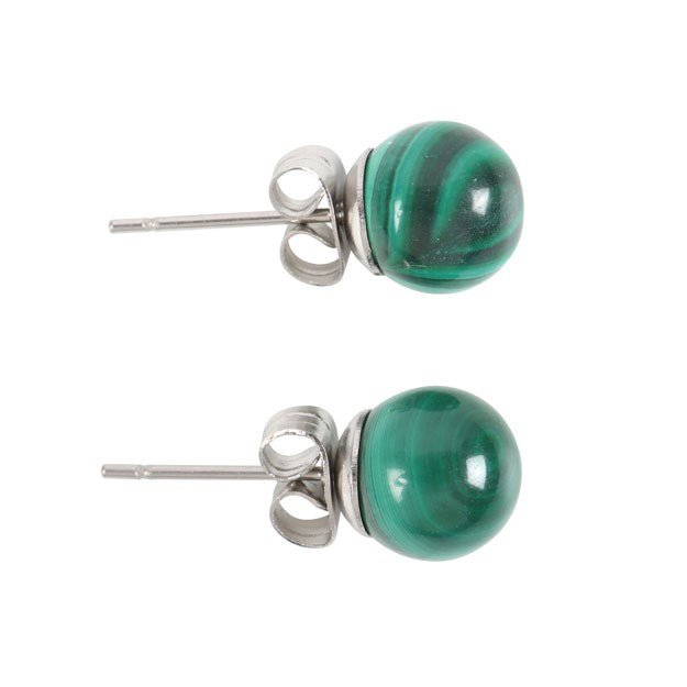 Malachite Semi Precious Crystal Earrings 3 Malachite Semi Precious Crystal Earrings - Image 3