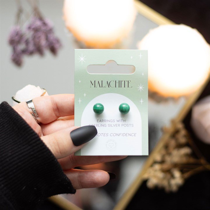 Malachite Semi Precious Crystal Earrings 4 Malachite Semi Precious Crystal Earrings - Image 4