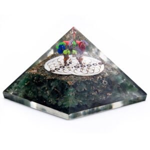 Green Aventurine Orgonite Pyramid - Flower of Life - 70 mm