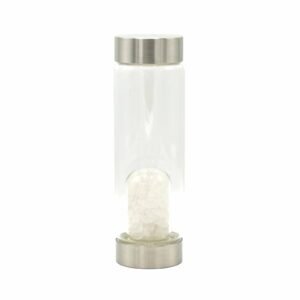 Crystal Infused Glass Water Bottle - Cleansing Clear Quartz - Chips