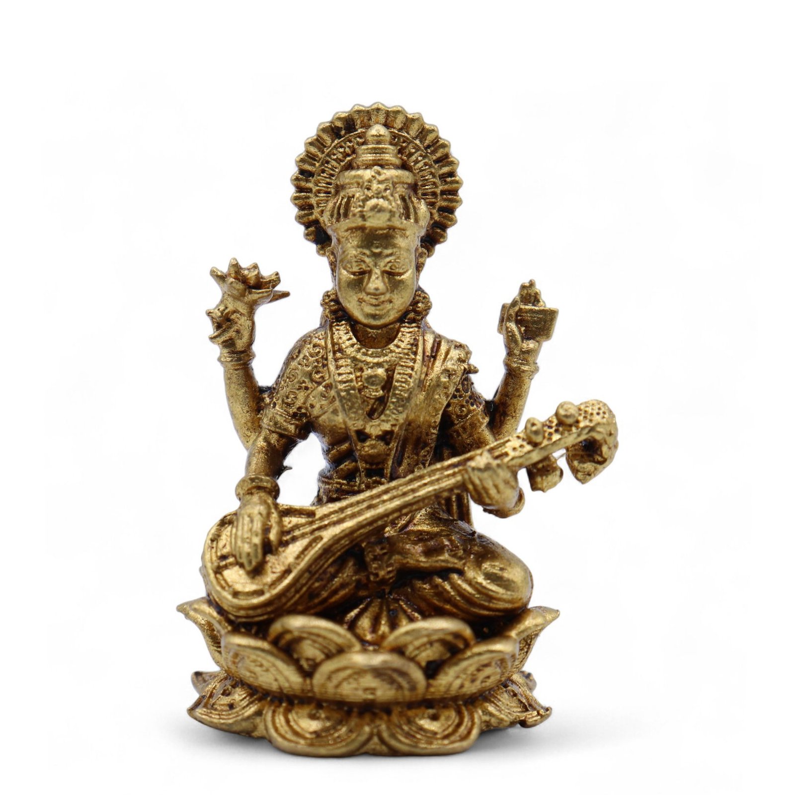 Brass Miniature Gods - Sarswati (22gms) - 34mm 4 Brass Miniature Gods - Sarswati (22gms) - 34mm - Image 4