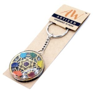 Seven Chakra Orgonite Power Keyring - Round