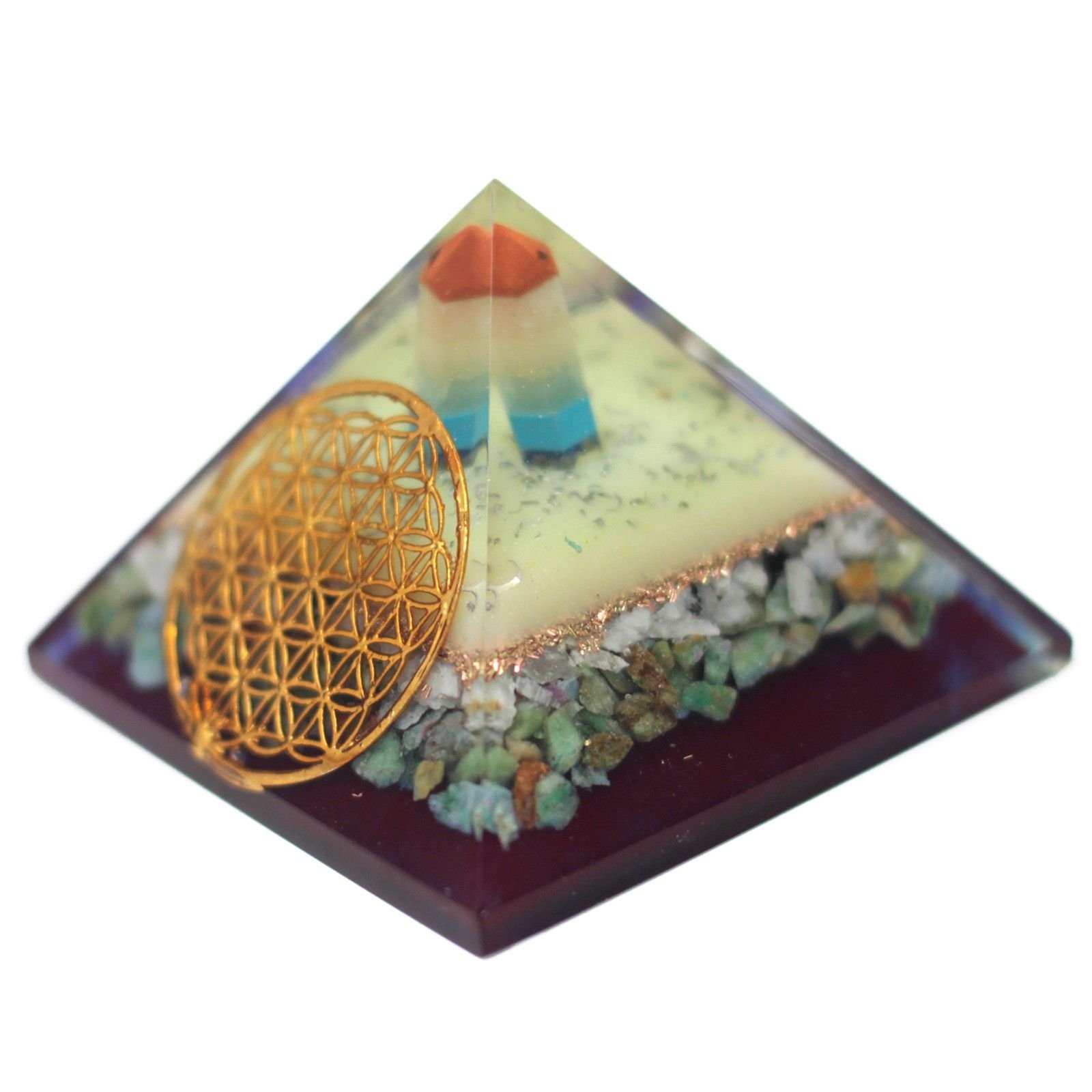 Lrg Organite Pyramid 80mm - Flower of life symbol 3 Lrg Organite Pyramid 80mm - Flower of life symbol - Image 3