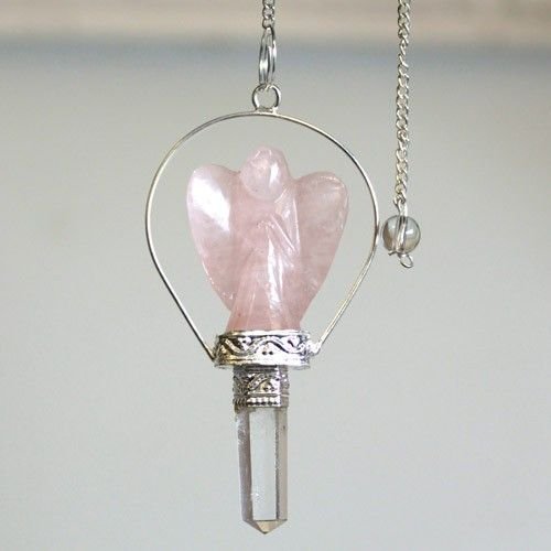 Angel Pendulum with Ring- Rose Quartz 1 Angel Pendulum with Ring- Rose Quartz
