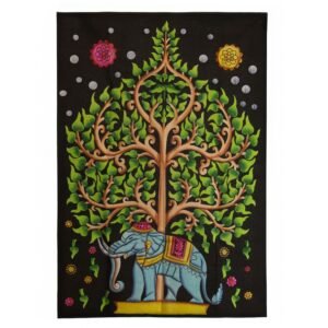 Cotton Wall Art (70x110cm) - Elephant & Tree of Life