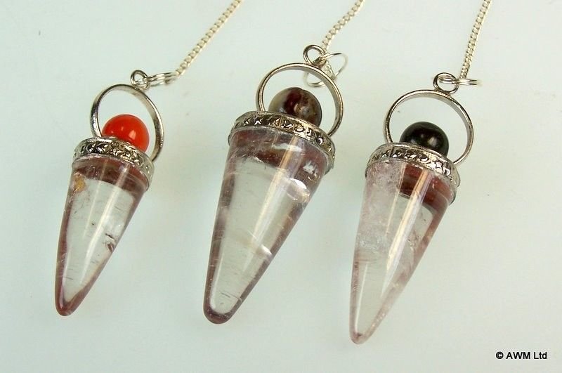 Clear Quartz Crystal Cone and Silver Ring Pendulum 2 Clear Quartz Crystal Cone and Silver Ring Pendulum - Image 2