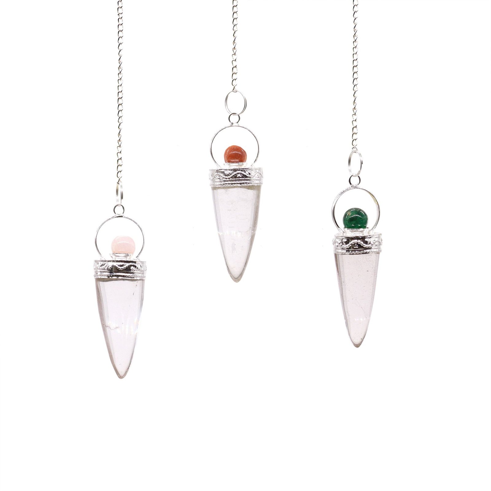 Clear Quartz Crystal Cone and Silver Ring Pendulum 1 Clear Quartz Crystal Cone and Silver Ring Pendulum