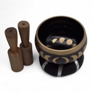 Moon Phase Singing Bowl Set – Black (10.7cm)