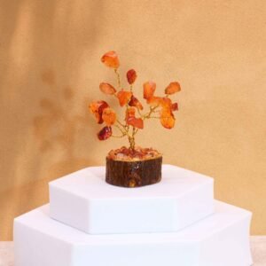 Mini Gemstone Tree On Wood Base - Carnelian (15 stones)