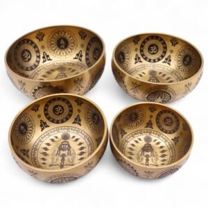 Pure Brass Etched Yogi - Set of 4 - Approx 3.85kg