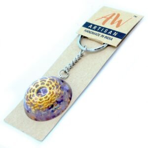 Amethyst Keyring Mandala Hearts