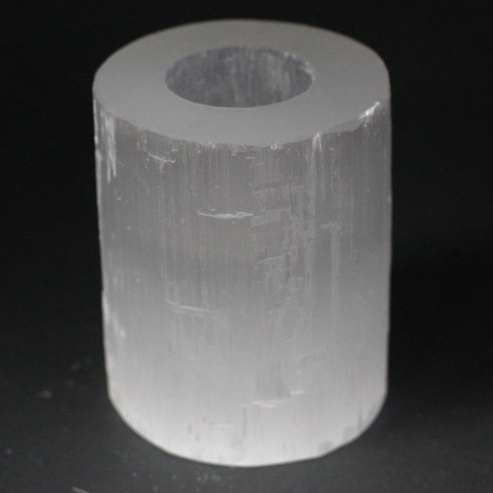 Selenite Cylinder Candle Holder - 10cm 1 Selenite Cylinder Candle Holder - 10cm