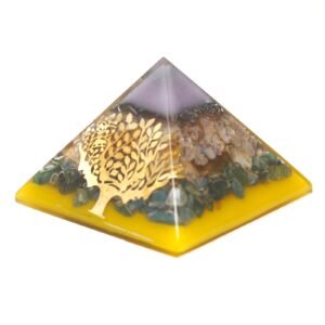 Lrg Organite Pyramid 70mm - Tree(gold base)