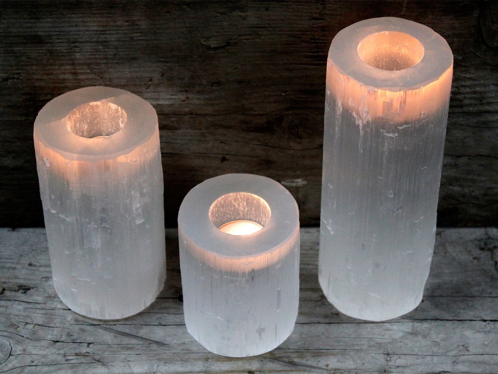 Selenite Cylinder Candle Holder - 10cm 4 Selenite Cylinder Candle Holder - 10cm - Image 4
