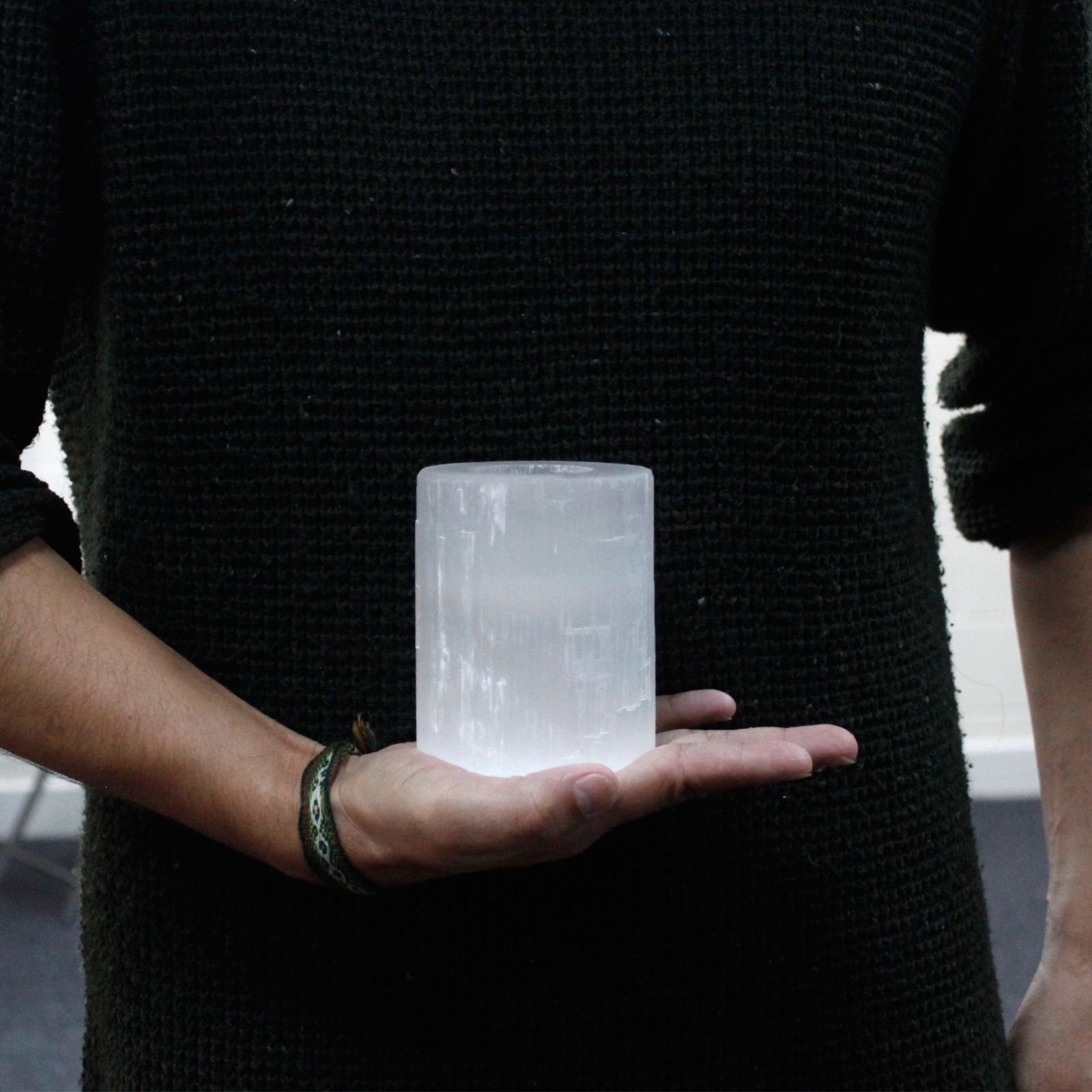 Selenite Cylinder Candle Holder - 10cm 3 Selenite Cylinder Candle Holder - 10cm - Image 3