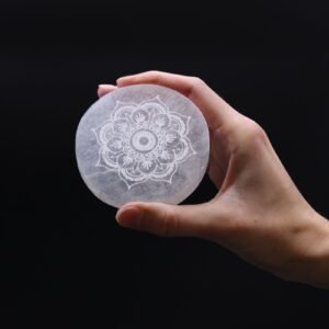 Selenite Small Charging Plate 8cm - Mandala Design