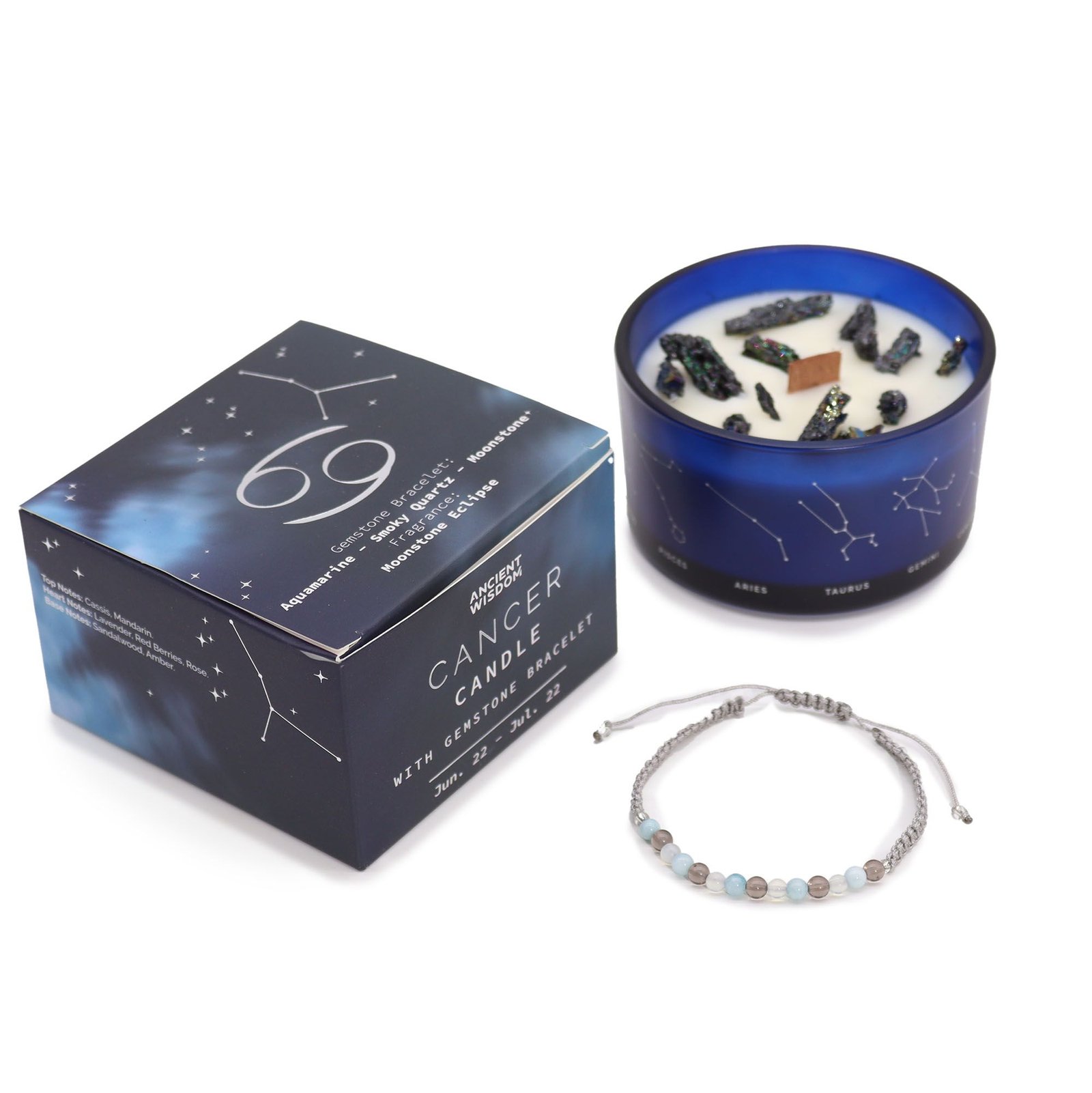 Zodiac Crystal Candle with Gemstone Bracelet - Cancer 2 Zodiac Crystal Candle with Gemstone Bracelet - Cancer - Image 2