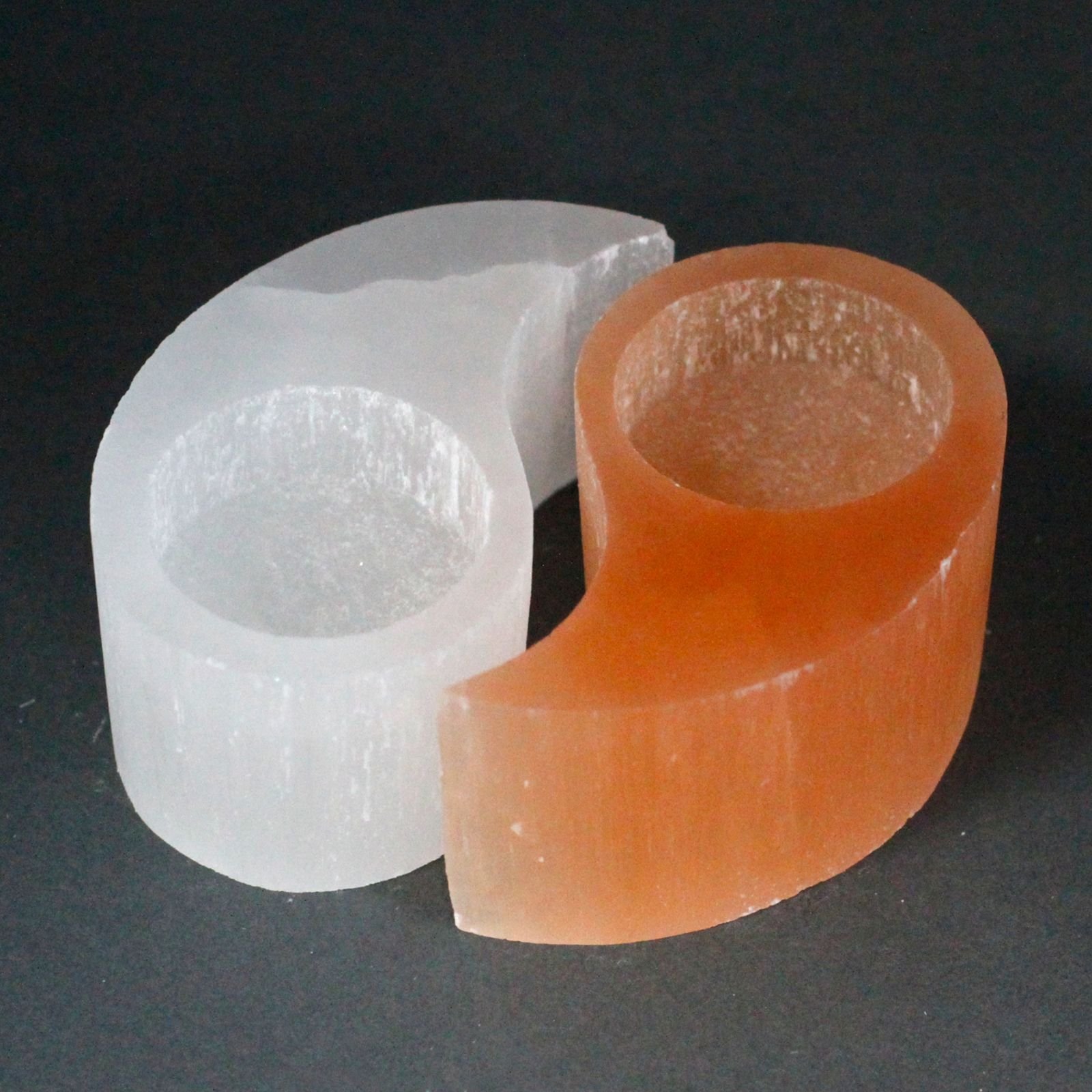 Selenite Ying Yang Candle Holder 1 Selenite Ying Yang Candle Holder