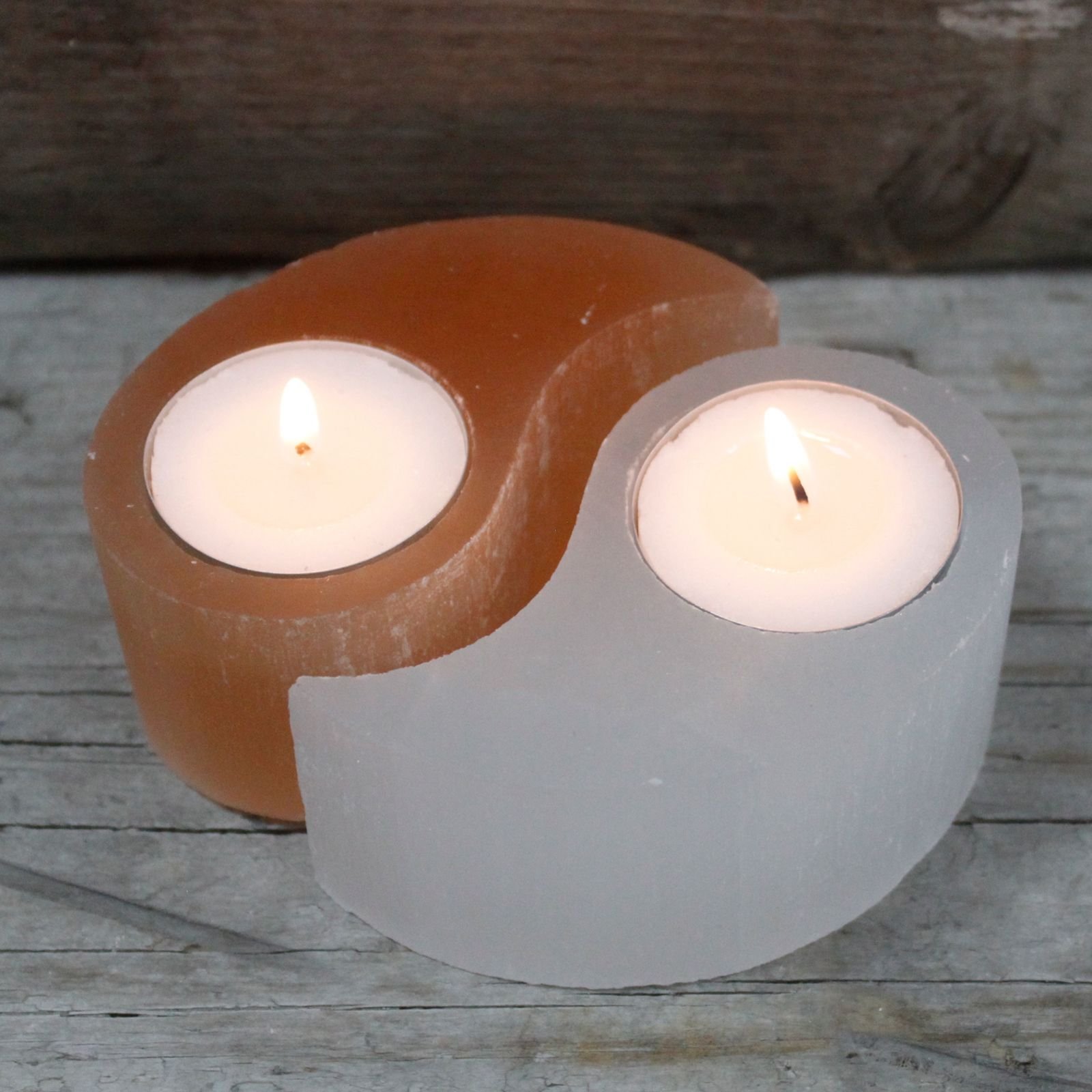 Selenite Ying Yang Candle Holder 2 Selenite Ying Yang Candle Holder - Image 2