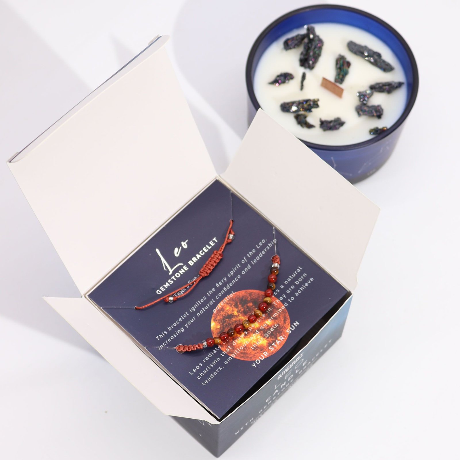 Zodiac Crystal Candle with Gemstone Bracelet - Leo 3 Zodiac Crystal Candle with Gemstone Bracelet - Leo - Image 3