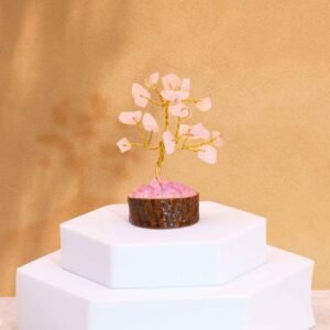 Mini Gemstone Tree On Wood Base - Rose Quartz (15 stones)
